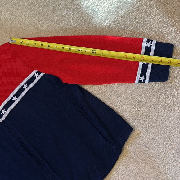 St John Sport red, white, and blue zip front sweater with stars Size L - Picture 9 of 13